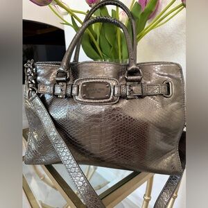 Michael Kors Faux Snakeskin Embossed Metallic Satchel